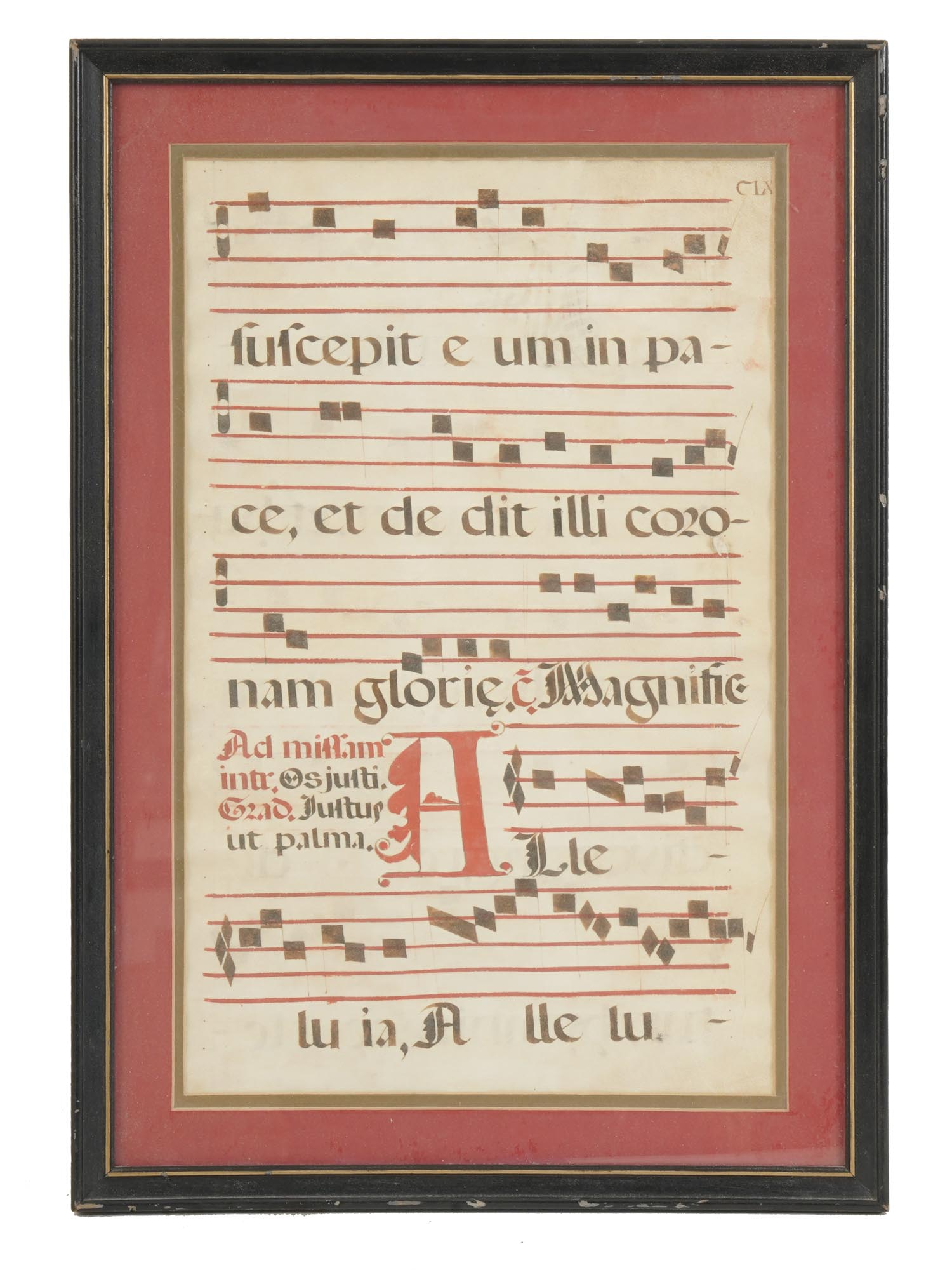 ANCIENT LATIN GREGORIAN CHANT MUSIC SHEET FRAMED PIC-0